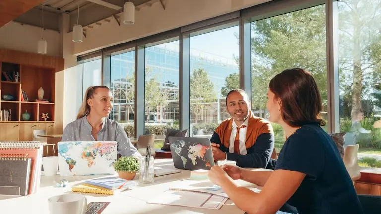 Business team at desk having a meeting